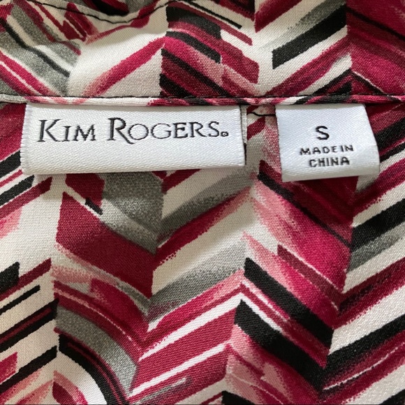 Herringbone Business Casual Button Up Pink Blouse - Picture 3 of 6